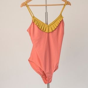 AnthropologieLauren Moffatt Coral/Yellow one piece